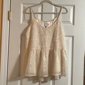 Anthropologie HD in Paris Ivory Peplum Tank S